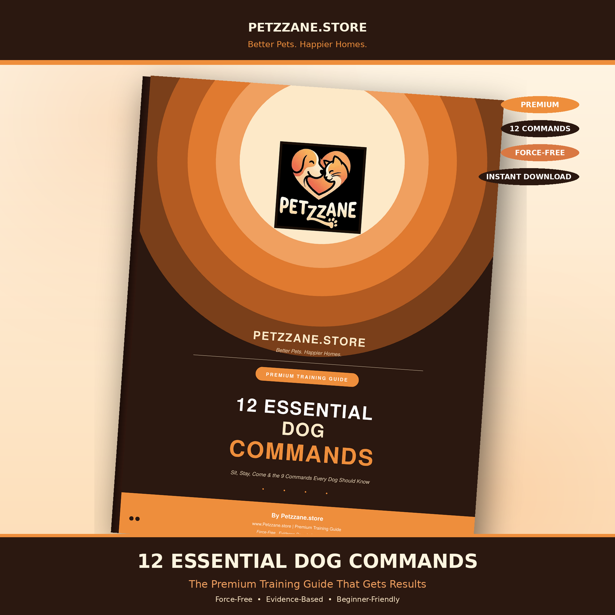 12 Essential Dog Commands - Premium Training Guide PDF | Force-Free Method for Beginners